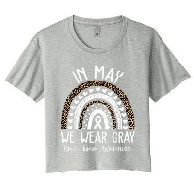 In May We Wear Gray Brain Tumor Awareness Month Gift Women's Crop Top Tee