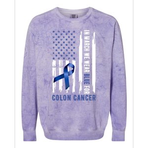 In March We Wear Blue For Colon Cancer Awareness Gift Colorblast Crewneck Sweatshirt