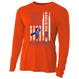 In March We Wear Blue For Colon Cancer Awareness Gift Cooling Performance Long Sleeve Crew