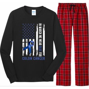 In March We Wear Blue For Colon Cancer Awareness Gift Long Sleeve Pajama Set