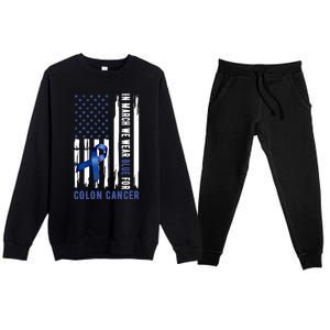 In March We Wear Blue For Colon Cancer Awareness Gift Premium Crewneck Sweatsuit Set