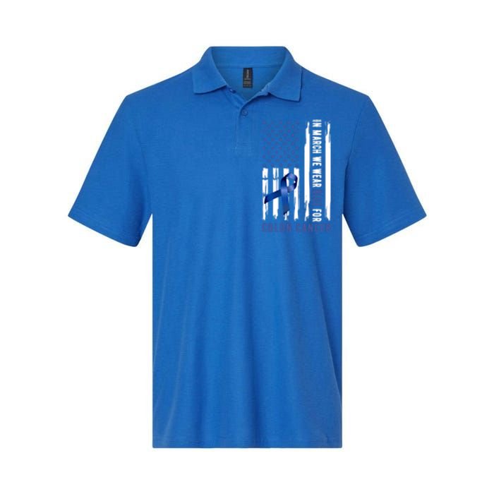 In March We Wear Blue For Colon Cancer Awareness Gift Softstyle Adult Sport Polo