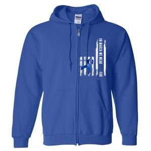 In March We Wear Blue For Colon Cancer Awareness Gift Full Zip Hoodie