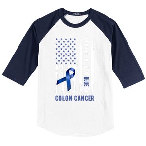 In March We Wear Blue For Colon Cancer Awareness Gift Baseball Sleeve Shirt