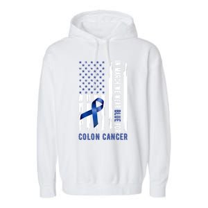 In March We Wear Blue For Colon Cancer Awareness Gift Garment-Dyed Fleece Hoodie