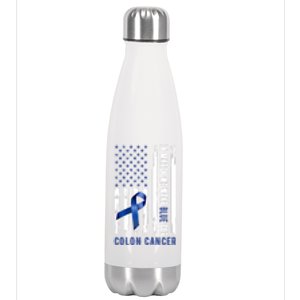 In March We Wear Blue For Colon Cancer Awareness Gift Stainless Steel Insulated Water Bottle