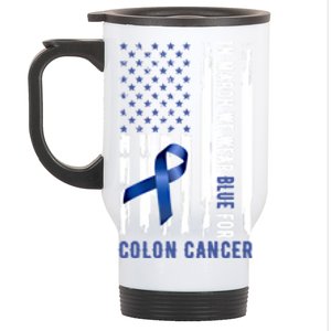 In March We Wear Blue For Colon Cancer Awareness Gift Stainless Steel Travel Mug