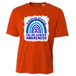 In March We Wear Blue For Colon Cancer Awareness Rainbow Gift Cooling Performance Crew T-Shirt