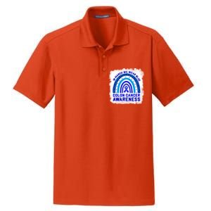 In March We Wear Blue For Colon Cancer Awareness Rainbow Gift Dry Zone Grid Polo