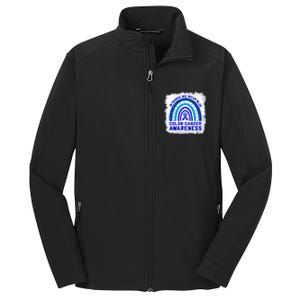 In March We Wear Blue For Colon Cancer Awareness Rainbow Gift Core Soft Shell Jacket