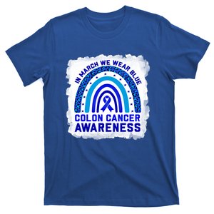 In March We Wear Blue For Colon Cancer Awareness Rainbow Gift T-Shirt