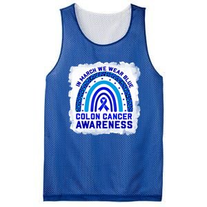 In March We Wear Blue For Colon Cancer Awareness Rainbow Gift Mesh Reversible Basketball Jersey Tank