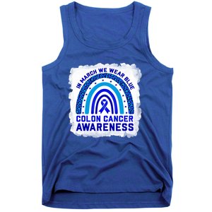 In March We Wear Blue For Colon Cancer Awareness Rainbow Gift Tank Top