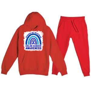 In March We Wear Blue For Colon Cancer Awareness Rainbow Gift Premium Hooded Sweatsuit Set