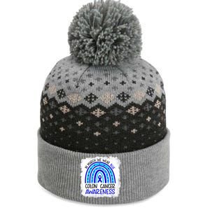 In March We Wear Blue For Colon Cancer Awareness Rainbow Gift The Baniff Cuffed Pom Beanie