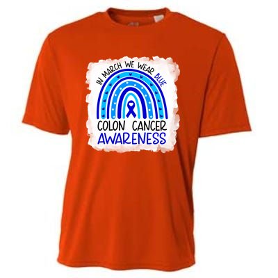 In March We Wear Blue For Colon Cancer Awareness Rainbow Gift Cooling Performance Crew T-Shirt