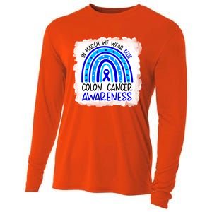 In March We Wear Blue For Colon Cancer Awareness Rainbow Gift Cooling Performance Long Sleeve Crew