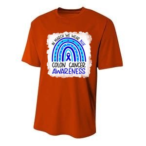 In March We Wear Blue For Colon Cancer Awareness Rainbow Gift Performance Sprint T-Shirt