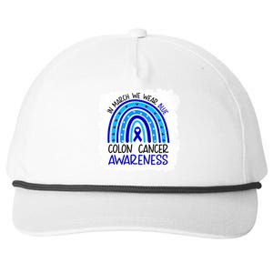 In March We Wear Blue For Colon Cancer Awareness Rainbow Gift Snapback Five-Panel Rope Hat