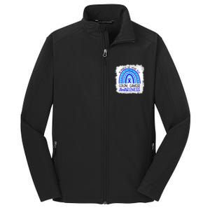 In March We Wear Blue For Colon Cancer Awareness Rainbow Gift Core Soft Shell Jacket