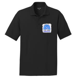 In March We Wear Blue For Colon Cancer Awareness Rainbow Gift PosiCharge RacerMesh Polo