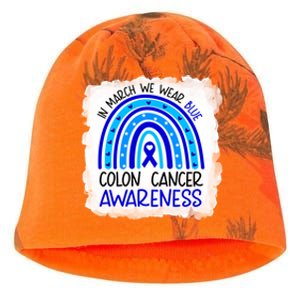 In March We Wear Blue For Colon Cancer Awareness Rainbow Gift Kati - Camo Knit Beanie