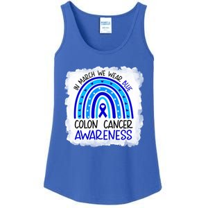 In March We Wear Blue For Colon Cancer Awareness Rainbow Gift Ladies Essential Tank