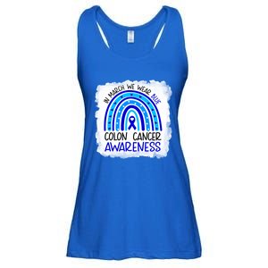 In March We Wear Blue For Colon Cancer Awareness Rainbow Gift Ladies Essential Flowy Tank