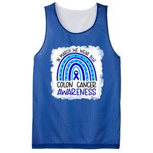 In March We Wear Blue For Colon Cancer Awareness Rainbow Gift Mesh Reversible Basketball Jersey Tank