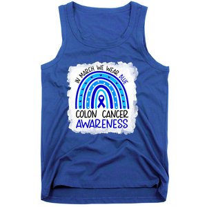 In March We Wear Blue For Colon Cancer Awareness Rainbow Gift Tank Top