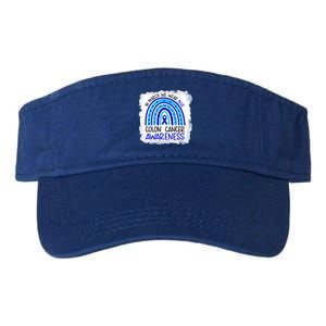 In March We Wear Blue For Colon Cancer Awareness Rainbow Gift Valucap Bio-Washed Visor