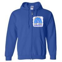 In March We Wear Blue For Colon Cancer Awareness Rainbow Gift Full Zip Hoodie