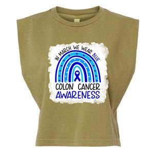 In March We Wear Blue For Colon Cancer Awareness Rainbow Gift Garment-Dyed Women's Muscle Tee