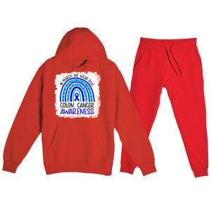 In March We Wear Blue For Colon Cancer Awareness Rainbow Gift Premium Hooded Sweatsuit Set