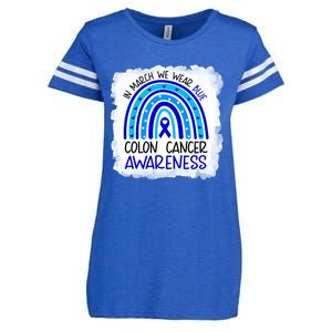 In March We Wear Blue For Colon Cancer Awareness Rainbow Gift Enza Ladies Jersey Football T-Shirt