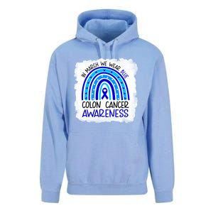 In March We Wear Blue For Colon Cancer Awareness Rainbow Gift Unisex Surf Hoodie