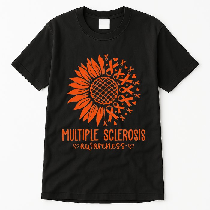 In March We Wear Orange Ribbon Ms Warrior Multiple Sclerosis Tall T-Shirt