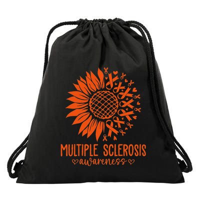 In March We Wear Orange Ribbon Ms Warrior Multiple Sclerosis Drawstring Bag