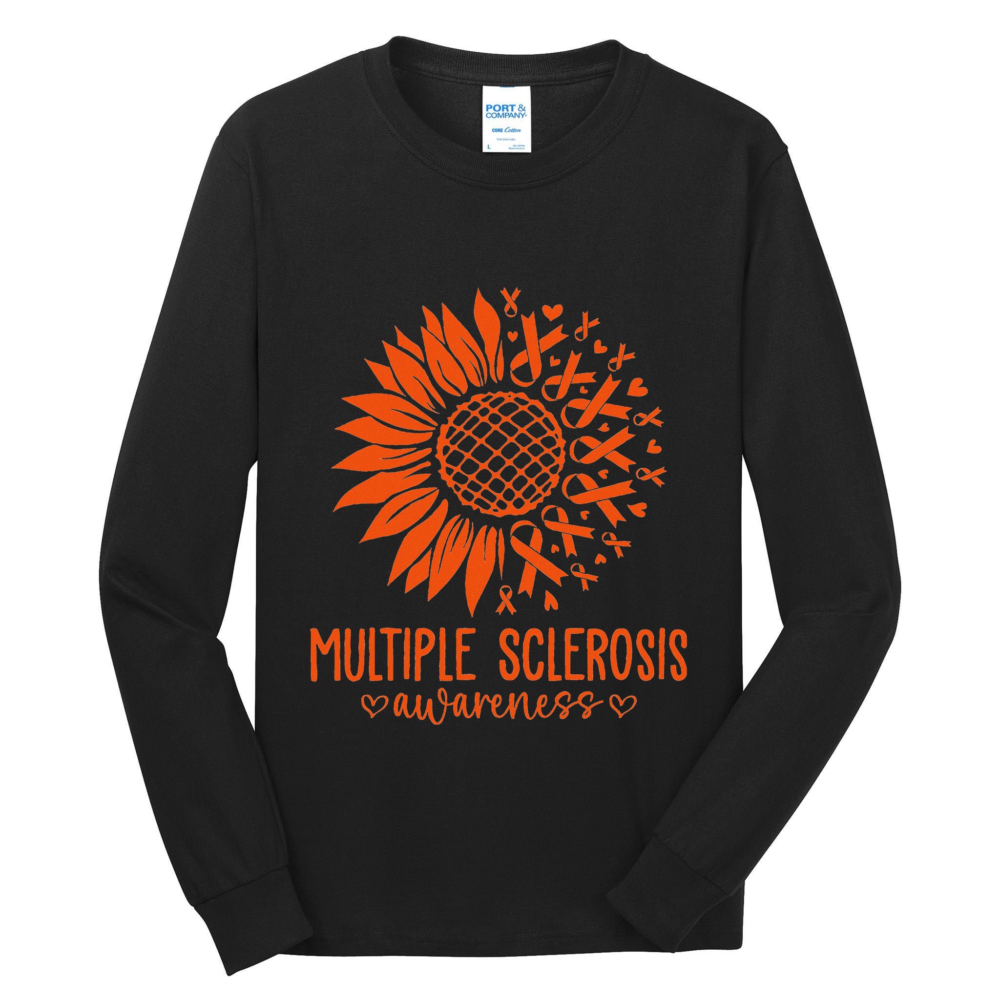 In March We Wear Orange Ribbon Ms Warrior Multiple Sclerosis Tall Long Sleeve T-Shirt