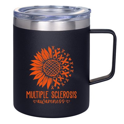 In March We Wear Orange Ribbon Ms Warrior Multiple Sclerosis 12oz Stainless Steel Coffee Mug