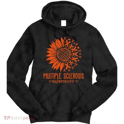 In March We Wear Orange Ribbon Ms Warrior Multiple Sclerosis Tie Dye Hoodie
