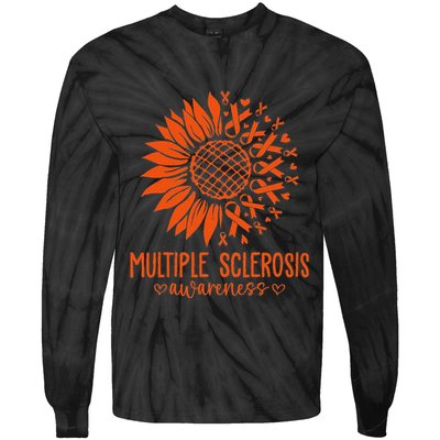 In March We Wear Orange Ribbon Ms Warrior Multiple Sclerosis Tie-Dye Long Sleeve Shirt