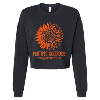 In March We Wear Orange Ribbon Ms Warrior Multiple Sclerosis Cropped Pullover Crew
