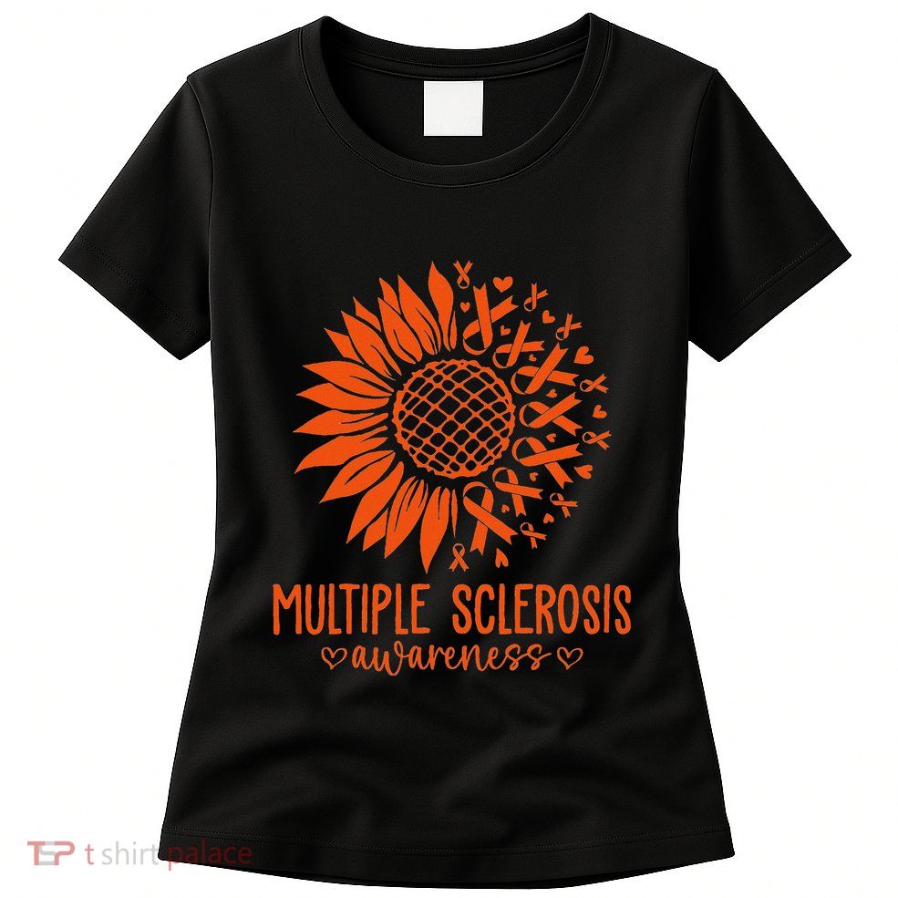In March We Wear Orange Ribbon Ms Warrior Multiple Sclerosis Womens T-Shirt