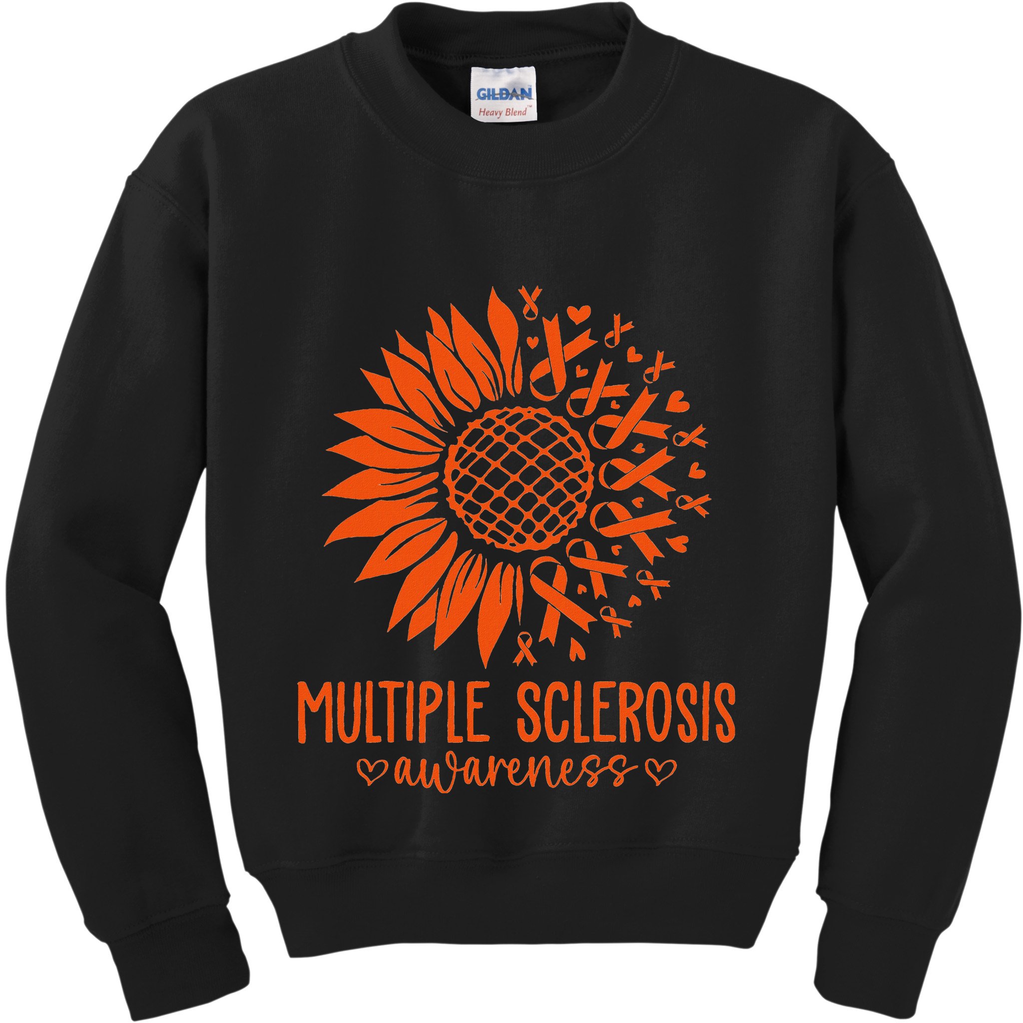 In March We Wear Orange Ribbon Ms Warrior Multiple Sclerosis Kids Sweatshirt