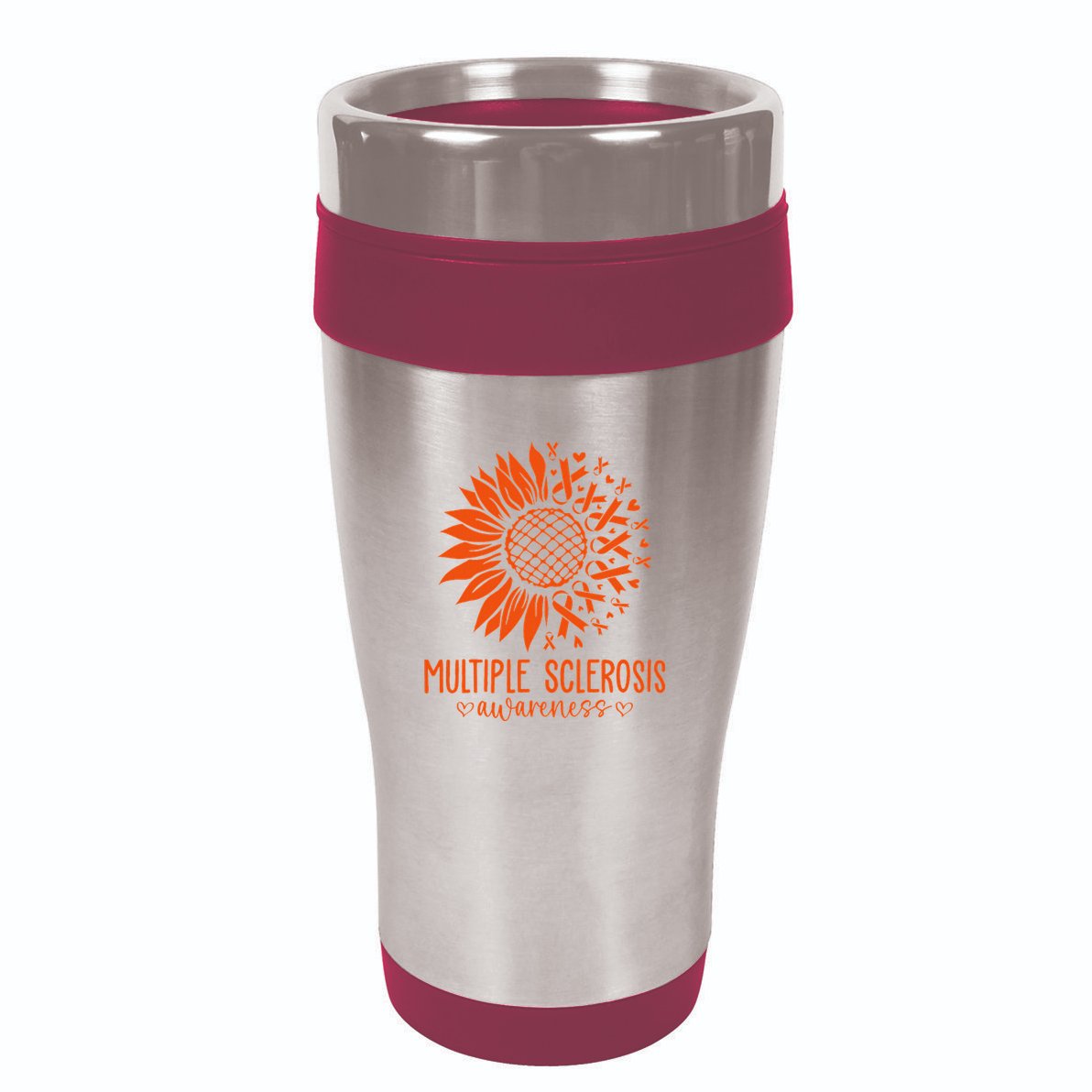In March We Wear Orange Ribbon Ms Warrior Multiple Sclerosis 16oz Travel Tumbler