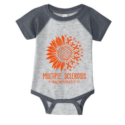 In March We Wear Orange Ribbon Ms Warrior Multiple Sclerosis Infant Baby Jersey Bodysuit