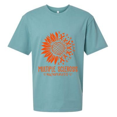 In March We Wear Orange Ribbon Ms Warrior Multiple Sclerosis Sueded Cloud Jersey T-Shirt