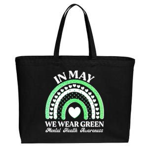 In May We Wear Green Mental Health Awareness Cotton Canvas Jumbo Tote