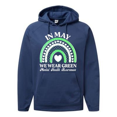 In May We Wear Green Mental Health Awareness Performance Fleece Hoodie